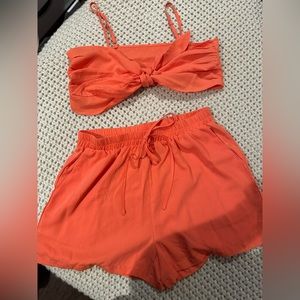 Tie Front Top & Drop Shoulder Blouse & Shorts